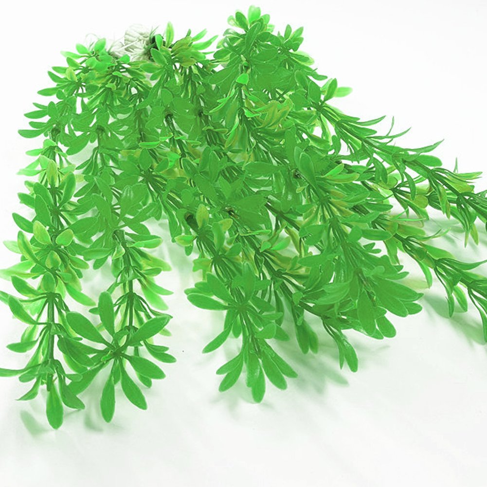 SLSON 4pcs Plantas Artificiales del Acuario Planta de Agua plástica decoración del Tanque de Pescados 11 Pulgadas de Altura Verde