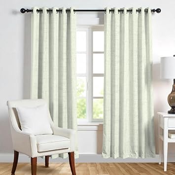 Mayfair Linen 3 Ply 96 inch Linen Curtains 2 Panel Set - Bedroom Living Room Curtains 96 Inches Long, Rod Pocket Back Tab Textured Window Drapes Semi Sheer Light Filtering Panels 52 x 96 Sage Green