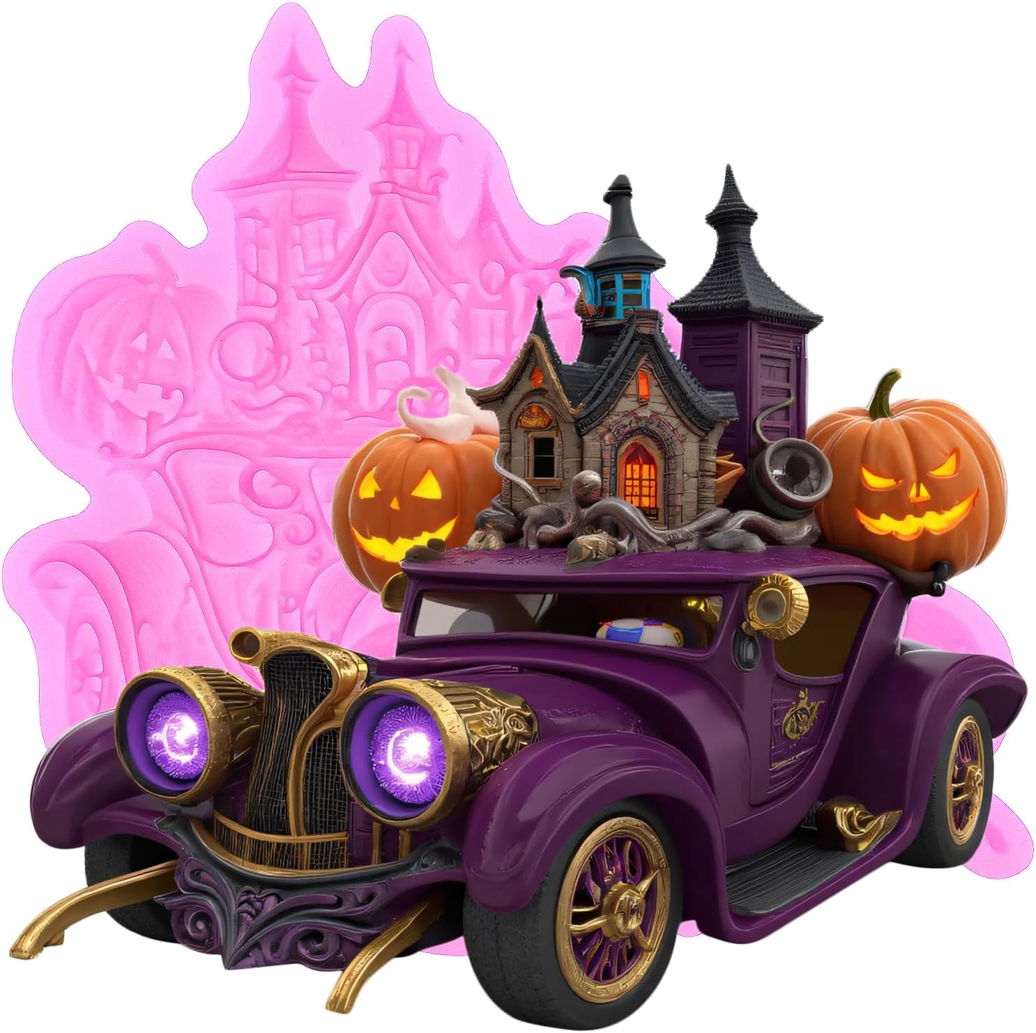 Halloween Silicone Molds Pumpkin Castle Fondant Mold for Cake Decoration Cupcake Topper Chocolate Candy Sugar Craft Gum Paste Polymer