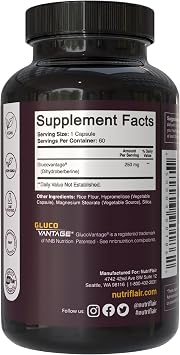 NutriFlair DihydroBerberine 250 mg (GlucoVantage), 60 Capsules - High Bioavailability Berberine Supplement | Advanced Metabolic & Daily Wellness Support | 2-Month Supply
