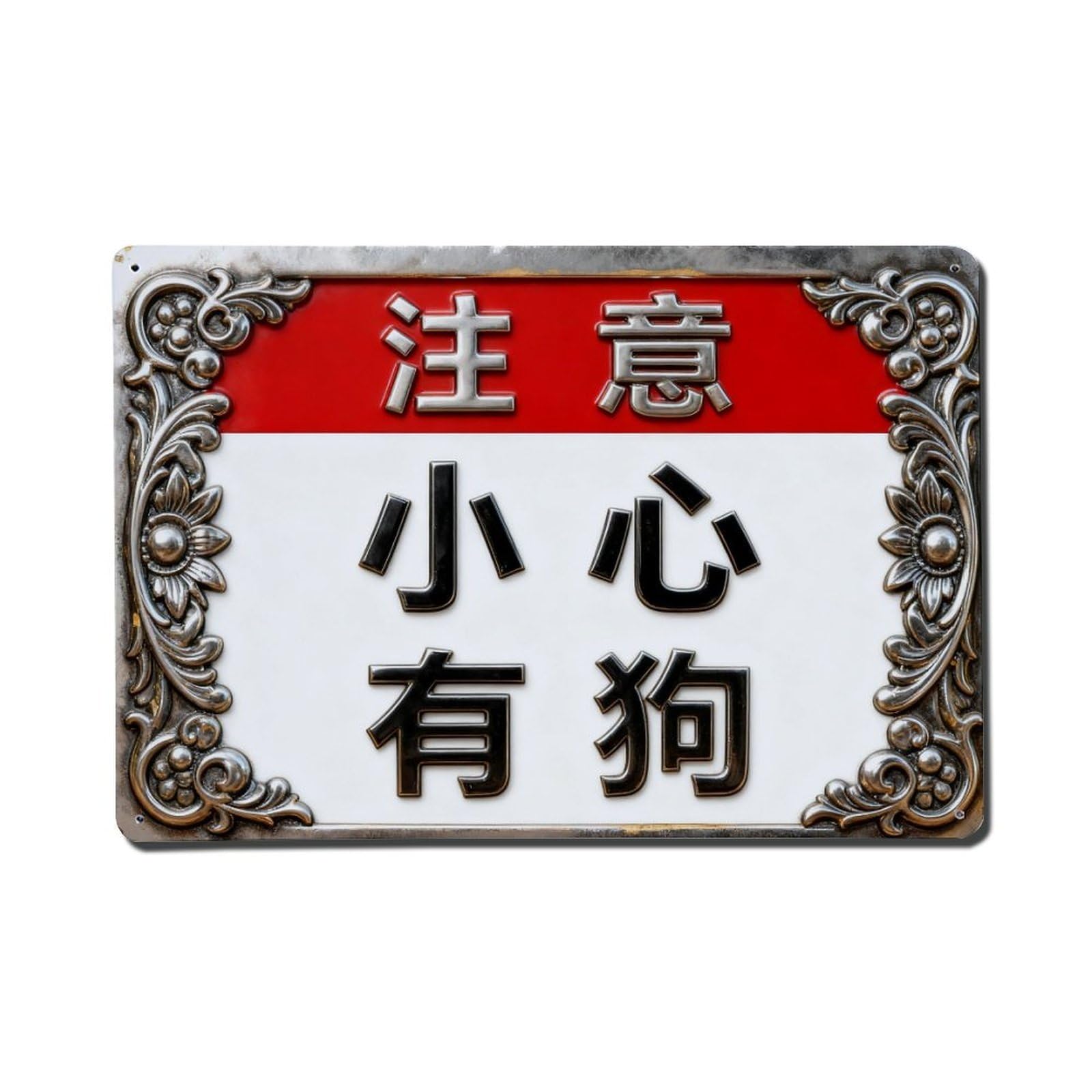 Attention Beware of The Dogs Metal Tin Sign Plaque