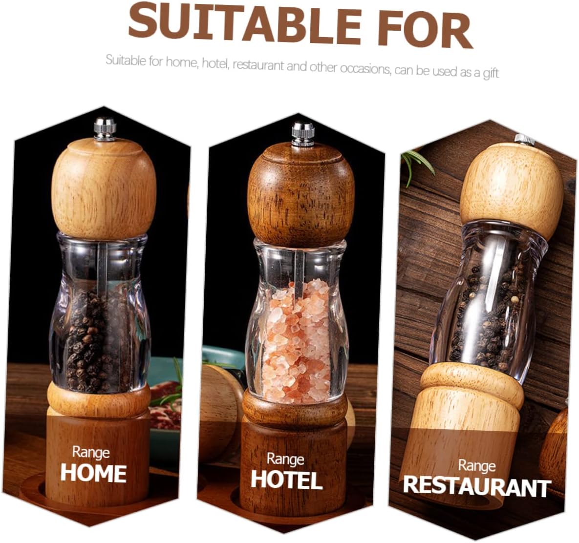 GLEAVI Pepper Mill Set Reusable Shaker Bottles Portable Kitchen Tool for Seasoning Spices Coarse Mills for Cooking and Dining