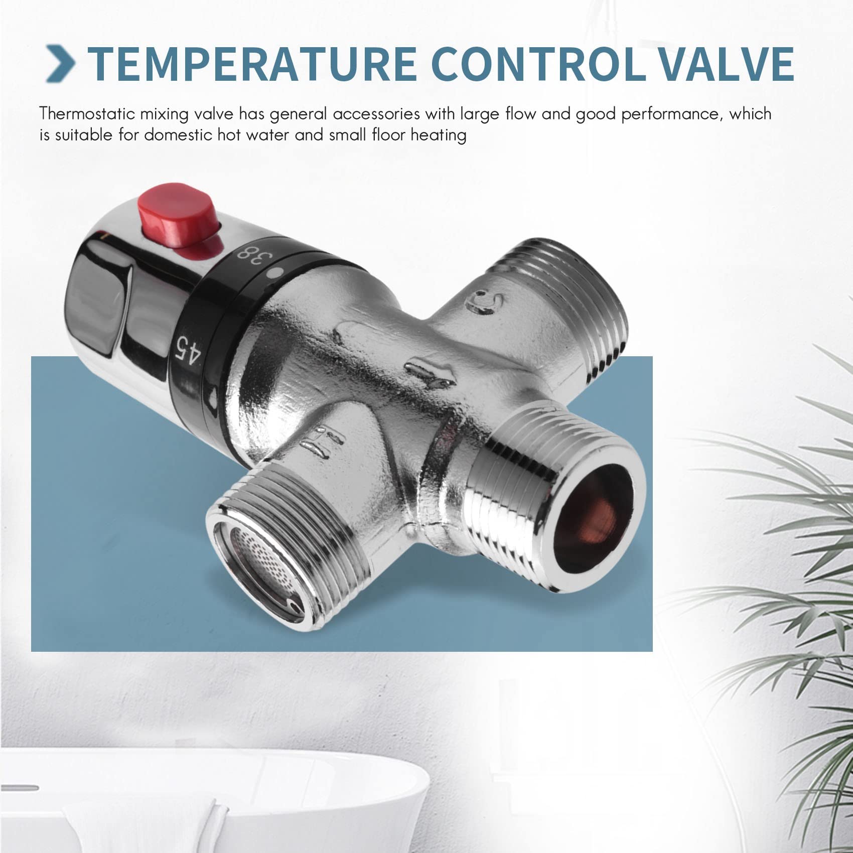 UrbanNest Vanne de Mélange Thermostatique à 3 Voies en Cuivre - Chauffe-Solaire de 3/4 Pouce pour Régulation de la Température