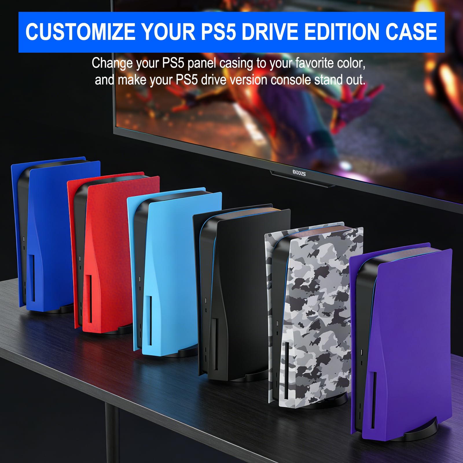 ArVin - Carcasa para consola PS5, placa de repuesto para PS5, antiarañazos, a prueba de polvo, accesorios para juegos de profesión para Sony Playstation 5 Console Disc Edition (rojo)