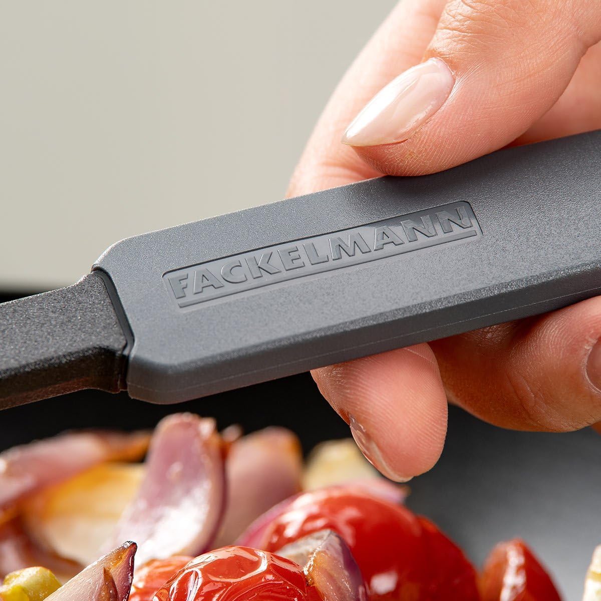 Fackelmann Cooking Spoon 2K - Heat-Resistant Kitchen Helper, Dishwasher Safe, Environmentally Friendly, Grey, 294 x 60 x 12 mm, Designed in Germany