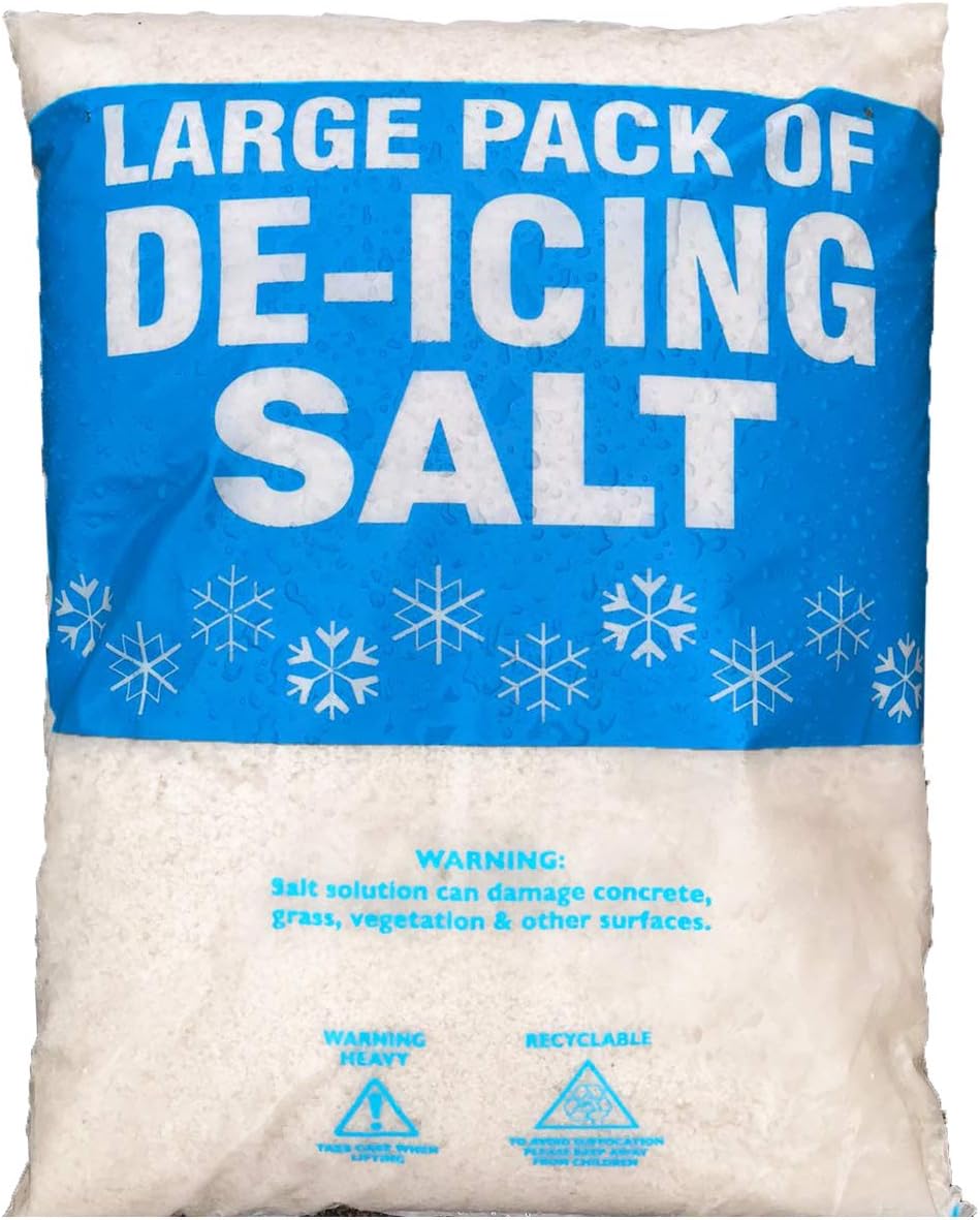 White De-Icing Rock Salt/Grit for ice, Snow, Melting - 25kg Bag