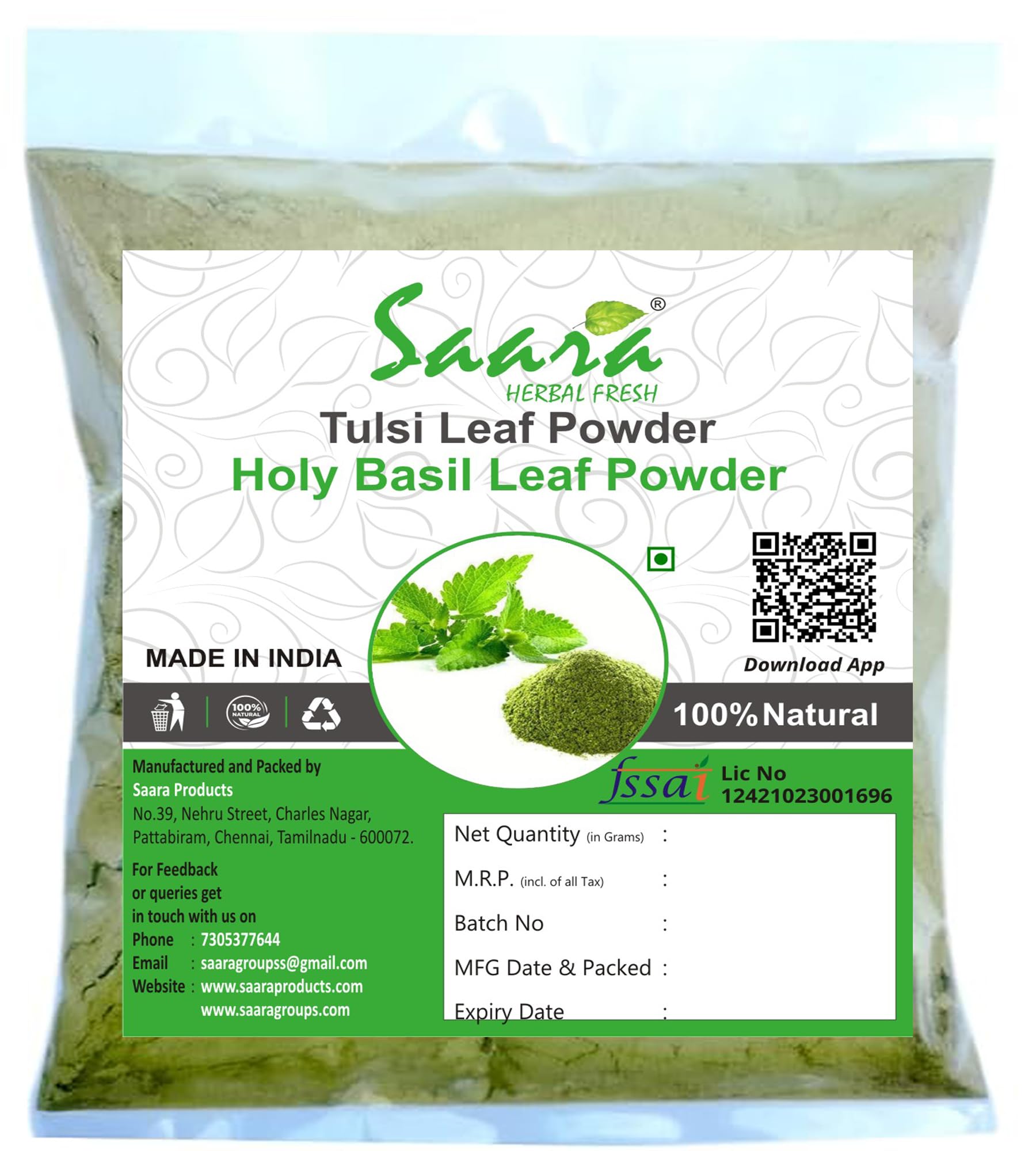 See full amazon price history chart for Saara HERBAL FRESH Tulsi Leaf Powder, 100g, Holy Basil Leaf Powder, Tulasi, Manjari, Krishna Tulsi, Trittavu Powder, 100g (Pack of 1 X 100g) Saara HERBAL FRESH Tulsi Leaf Powder, 100g, Holy Basil Leaf Powder, Tulasi, Manjari, Krishna Tulsi, Trittavu Powder, 100g (Pack of 1 X 100g) (B07S1VG1G9) Amazon Price History, Amazon Price Tracker