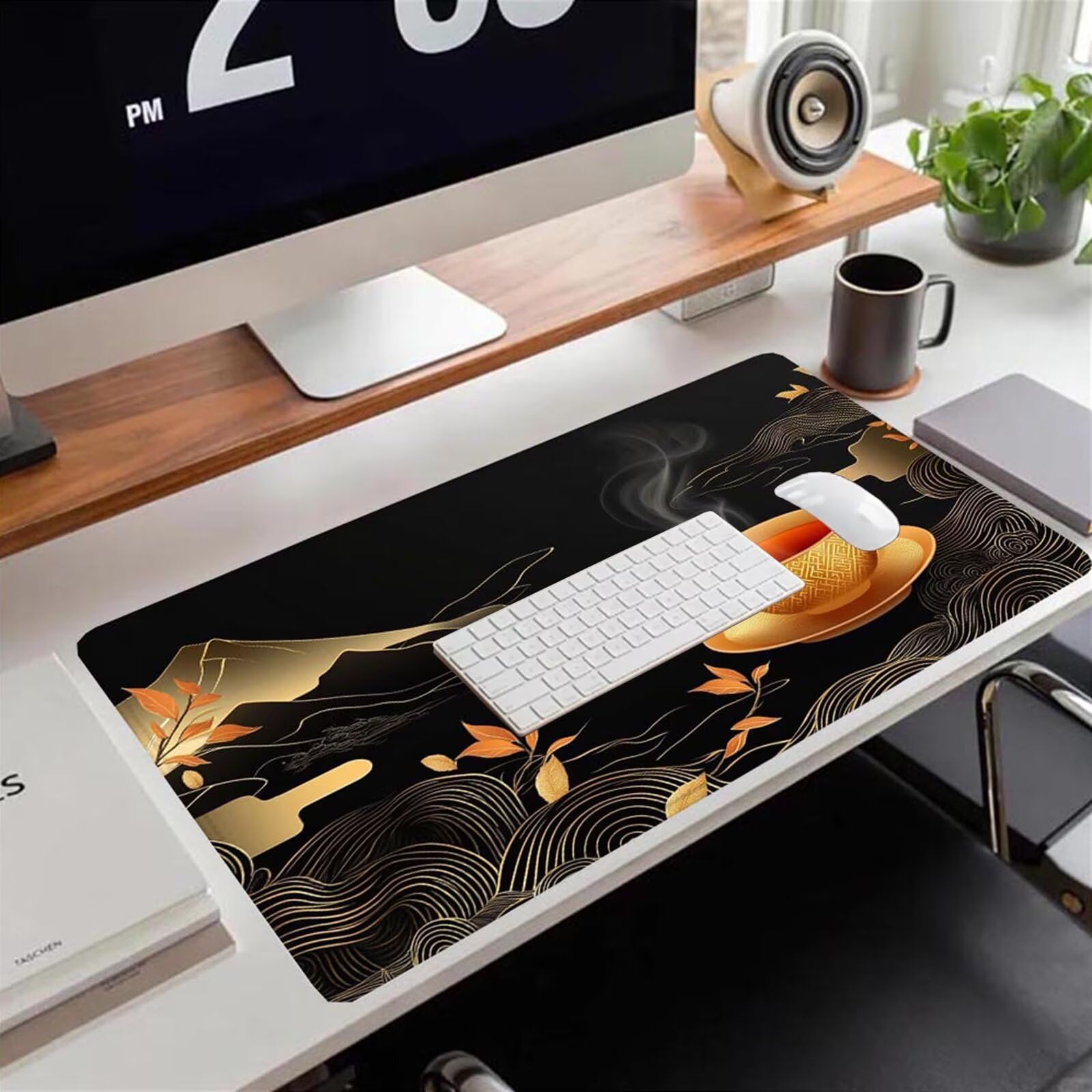 Gamingowa podkładka pod mysz 1200 x 600 x 3 mm, XXL, wodoszczelna, odporna na ścieranie, z przyszytymi krawędziami, czarna, podkładka na biurko, poprawia prędkość i precyzję pod laptopa, komputer