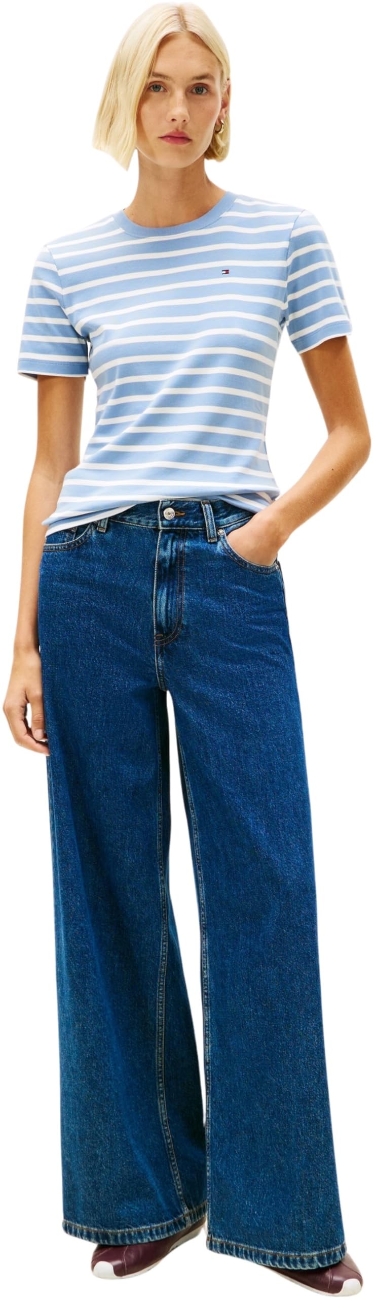 Tommy Hilfiger Camiseta de Manga Corta Mujer New Slim Cody Cuello Redondo
