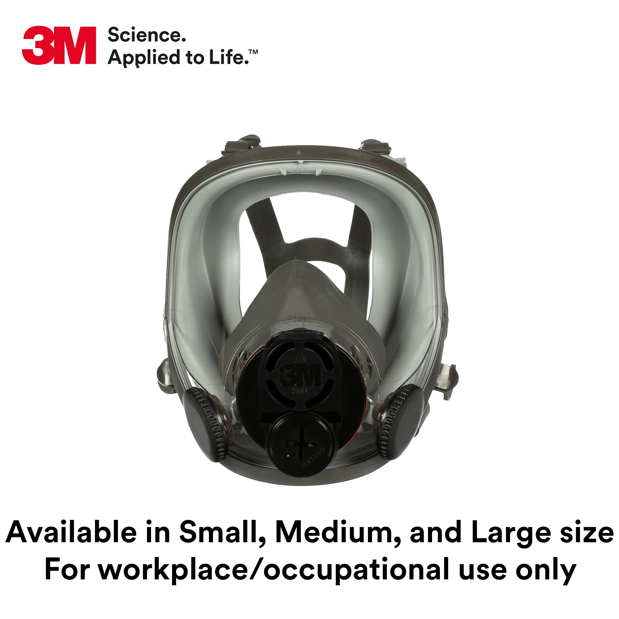3M Full Facepiece Reusable Respirator 6700DIN, NIOSH, Respiratory Protection, Large Lens, ANSI, Lightweight, Silicone Faceseal, Cool Flow Valve, Easy Clean, Bayonet Connections, Cleaning, Sanding, S