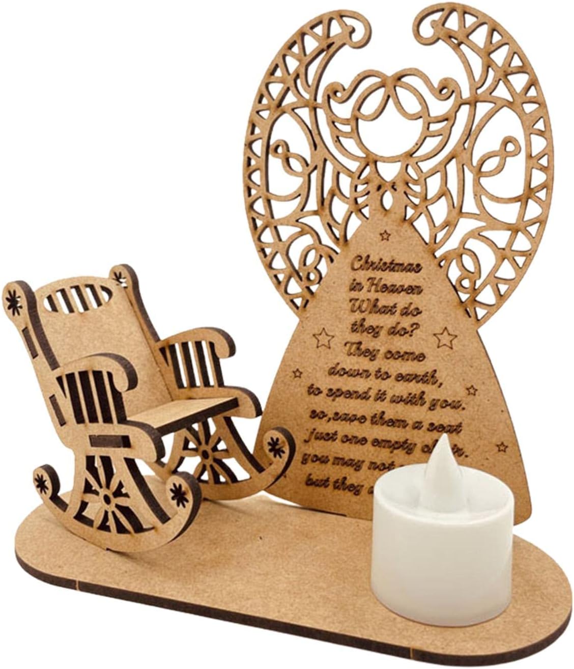Memorial Christmas Ornaments, Merry Christmas In Heaven Chair Graveside Memorial Ornaments Bereavement Gift, Christmas Remembrance Candle Ornament To Remember Loved Ones