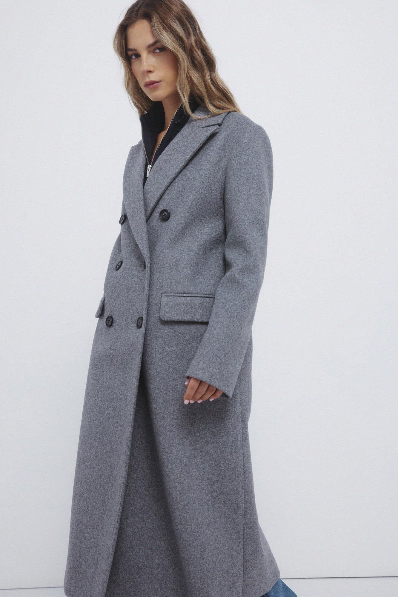 SPRINGFIELD Long Plain Cloth Coat With Flap Pockets SPORT JACKET Mujer