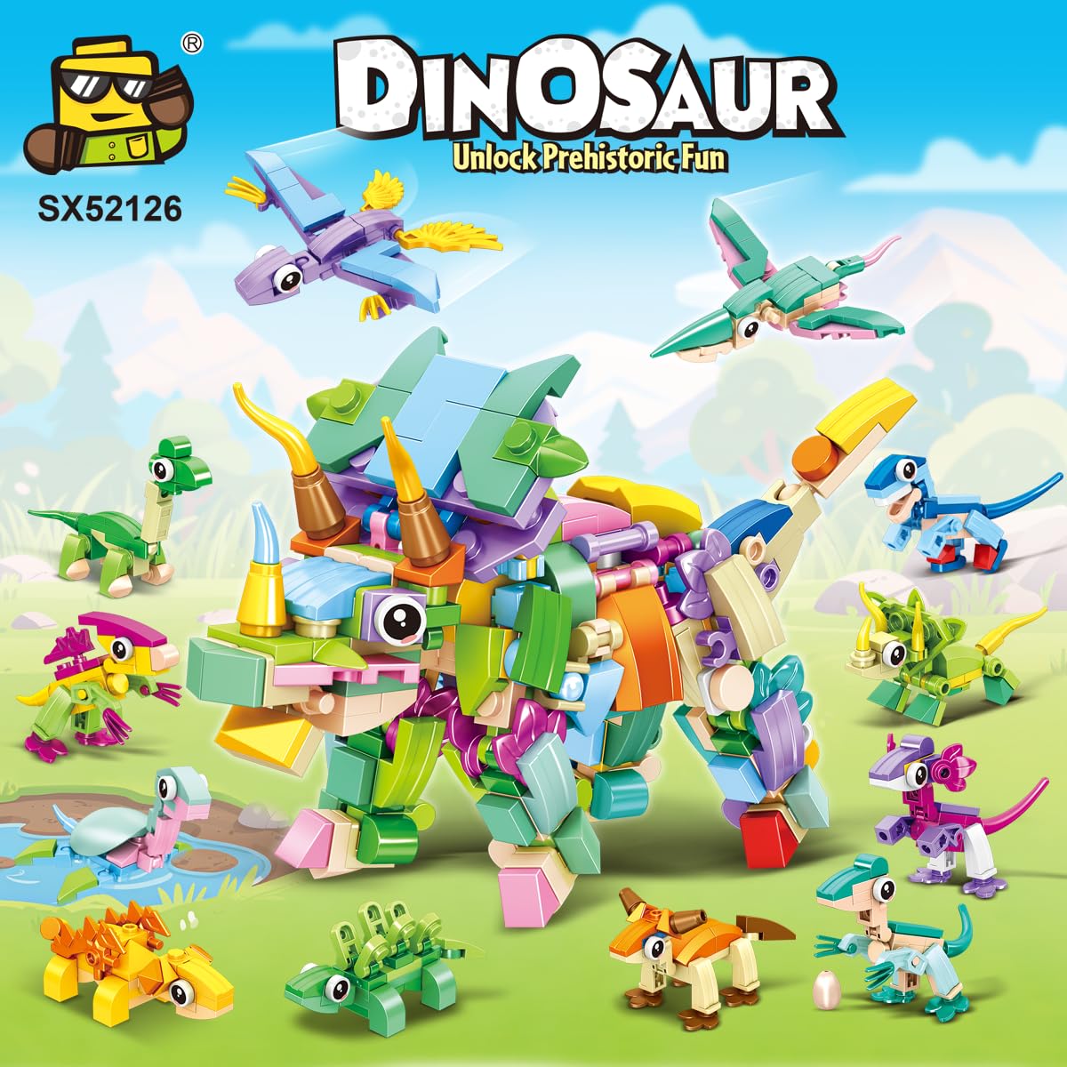 ZappelStift 12 Packs Dinosaur Building Blocks Party Favors for Kids Mini Animals Building Blocks Toy - Image 3