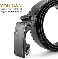 Vista 5 de BOSTANTEN Cinturón de cuero con trinquete para hombre con hebilla ajustable deslizante, corte para adaptarse, Negro