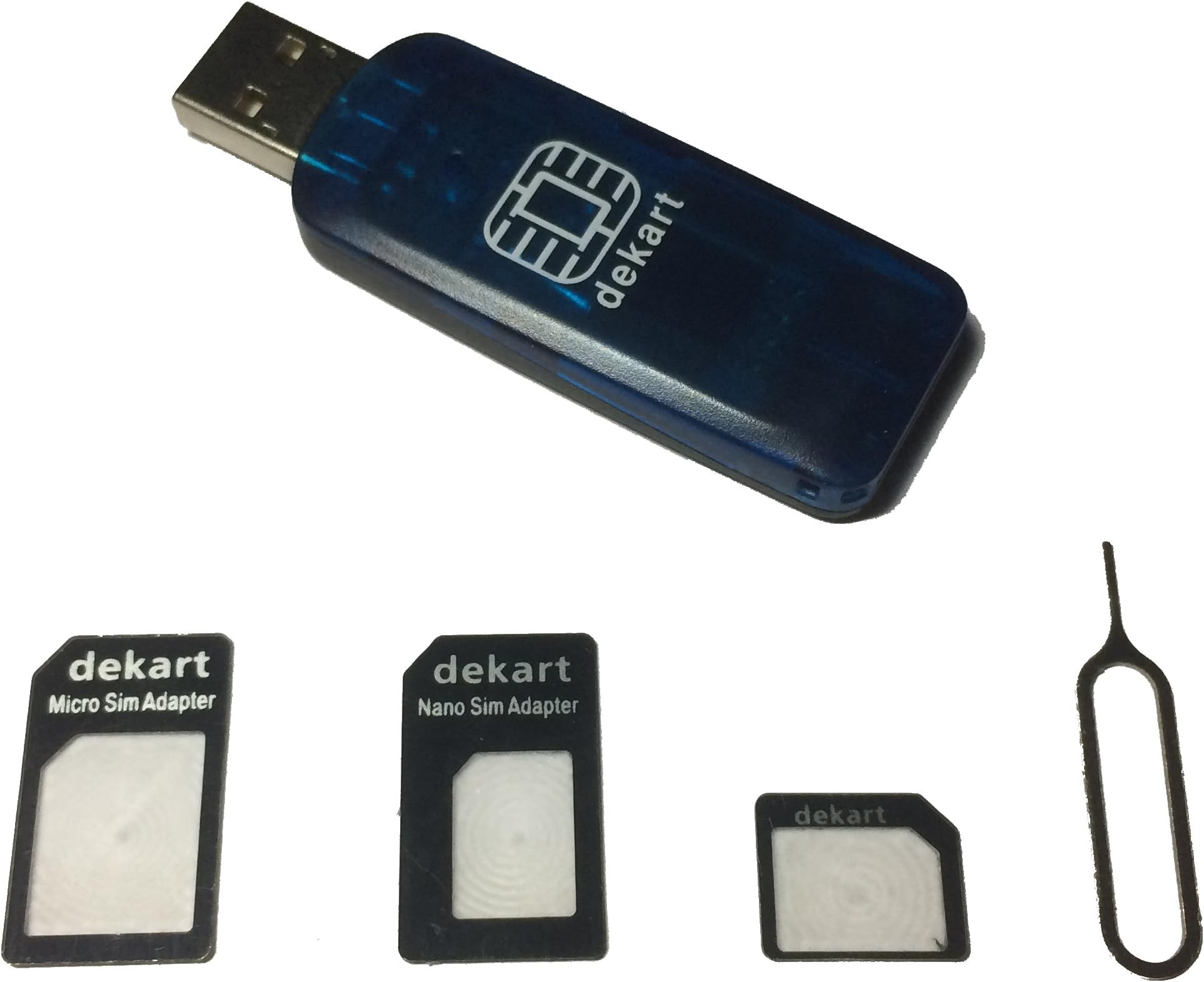 Dekart SIM Card Reader with Powerful SIM Card Management Software for Windows PC (Micro and Nano SIM Adapters included)