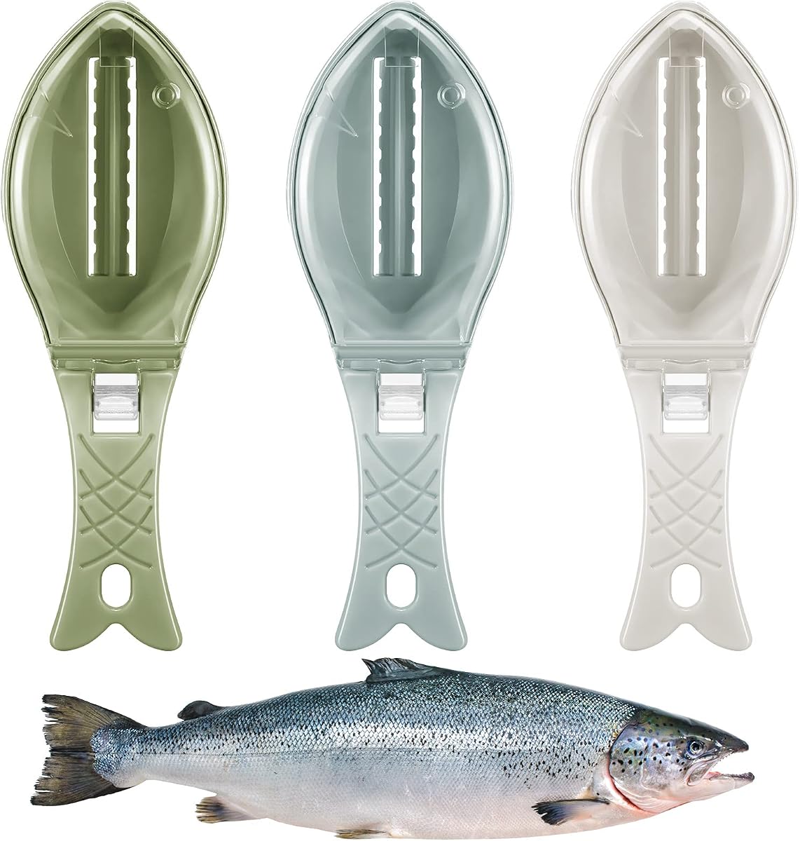 3 Pcs Fish Scale Remover Set Small Plastic Fish Skin Remover Tool Fast Cleaning Peeler Scaler Scraper Graters for Easy Kitchen Cleaning Tool(Light Colors)