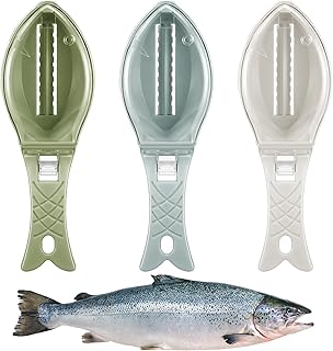 3 Pieces Fish Scale Remover Cleaner Fish Skin Brush Plastic Kitchen Scraper Graters Tool Fast Cleaning Kit(Light Colors)