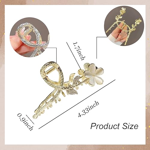 Elegantes accesorios para el cabello de flor de ojo de gato, 1 pinza de sujeción fuerte grande para colas de caballo gruesas o finas, diseño único