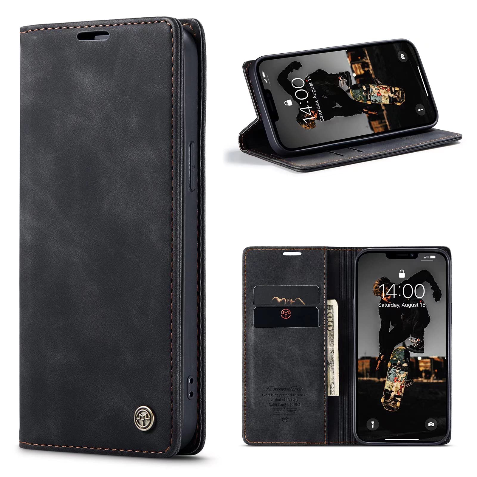 Mo-Beauty Cover Custodia per Xiaomi Redmi Note 8, Custodia in PU Pelle Portafoglio Antiurto Wallet Libro Flip Case Magnetica Supporto Cover a Libro con Slot per Schede Case (Nero
