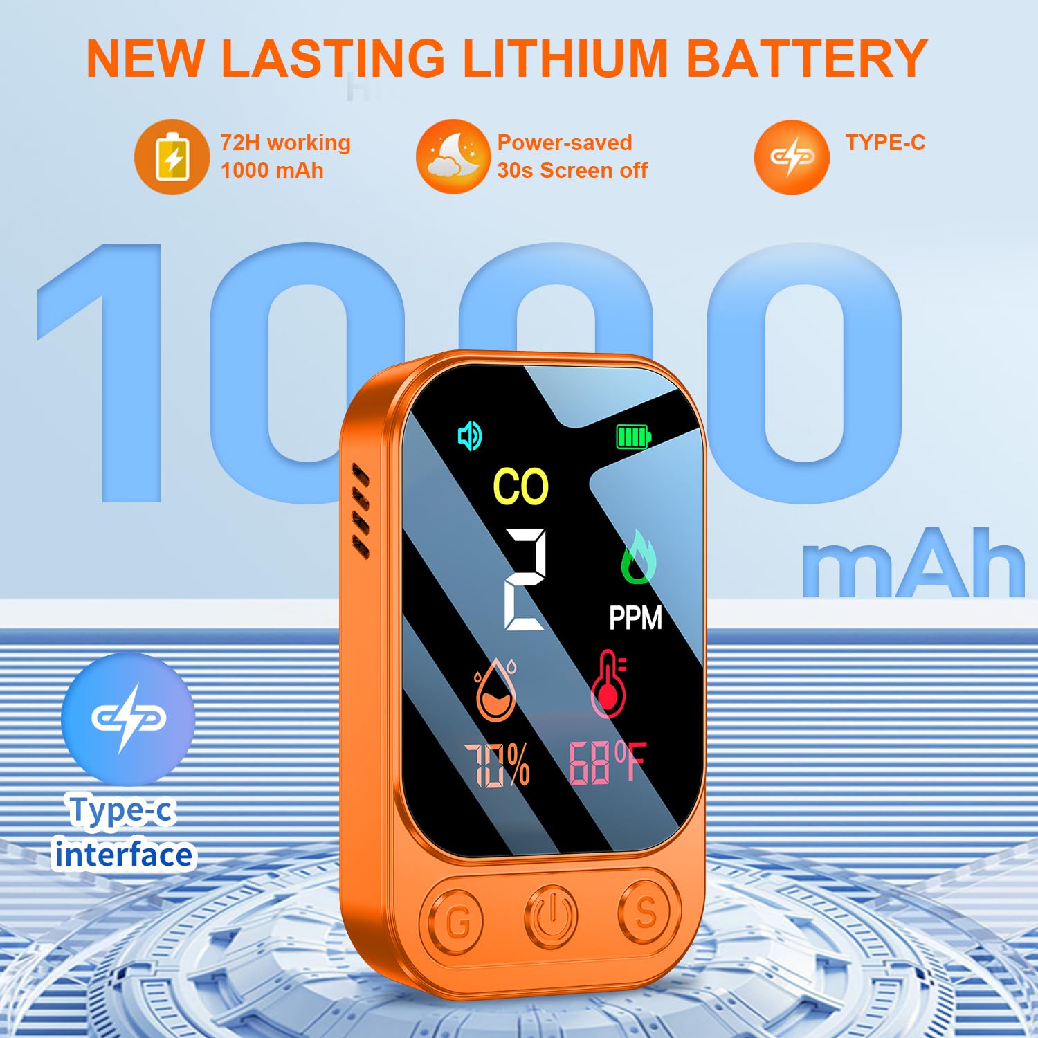 Rivelatore Monossido Carbonio Portatile HAKINAKU - Allarme CO Per Auto, Campeggio E Viaggi Con Batteria Ricaricabile - Foto 8