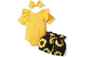 Vintage Floral Sunflower Baby Girl Romper