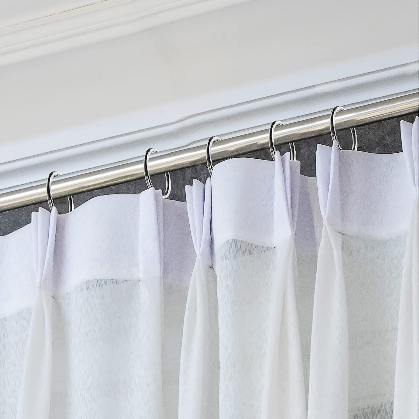 30 Pack Curtain Rings With Hooks And 30 Pack Pinch Pleat Hooks - Metal Drapery Hardware Set In Black