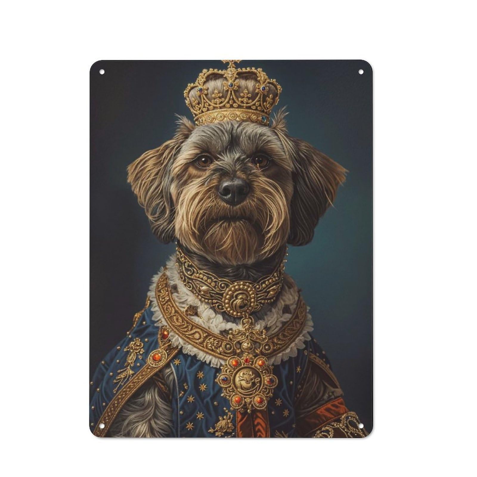 Junmoney Dog King Tin Wall Plaque With Design 40X30cm, Farmhouse Rustic Kitchen Decor For Dining Room, Cafe, Entryway Or Family Room