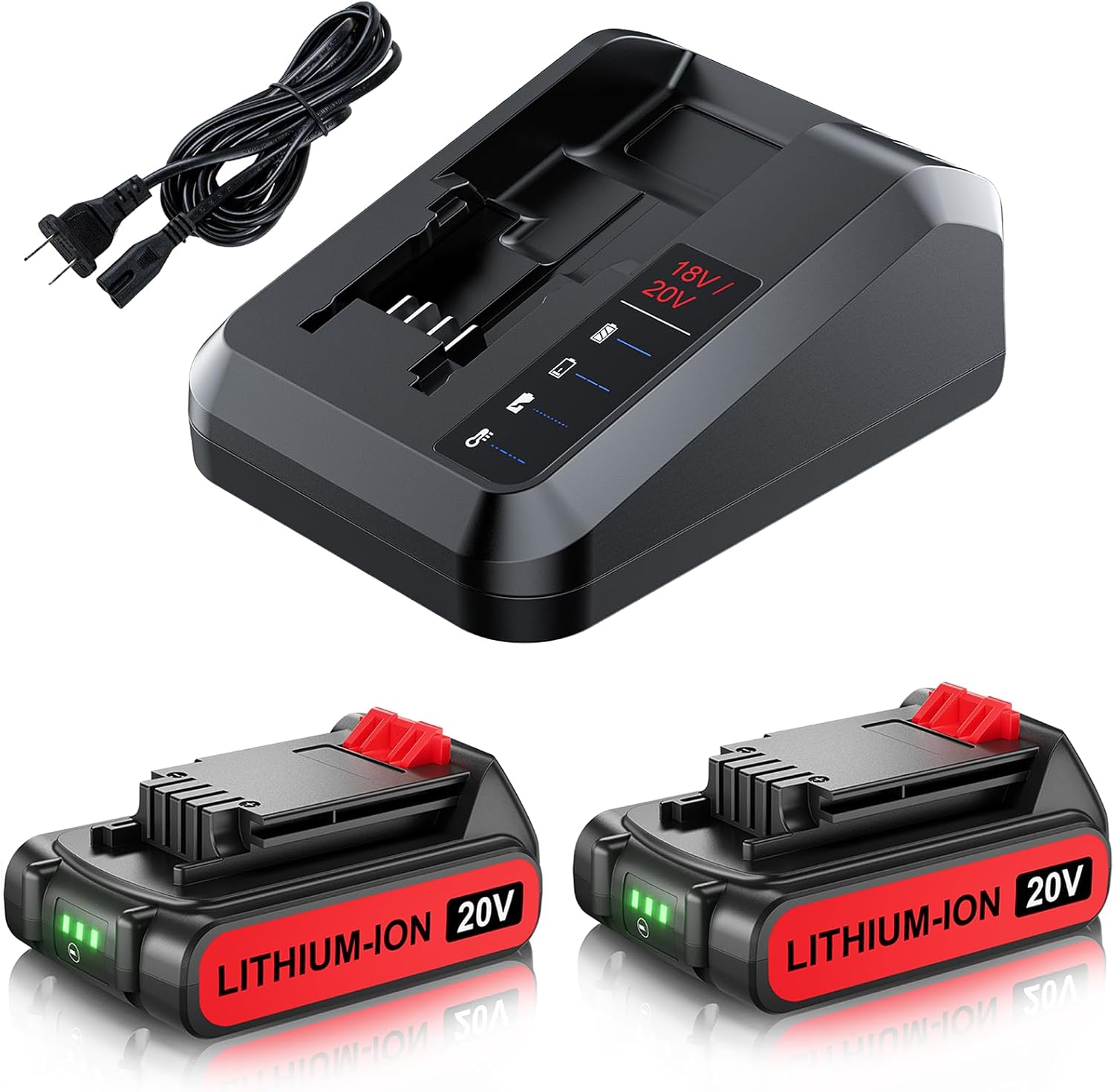 2Pack 4.0Ah LBXR20 Replacement for Black and Decker 20V Max Battery and Charger 20 Volt Lithium Compatible with LBXR20-OPE LBXR2020 LBX20 LB20 LBX4020 LB2X4020 LBXR2520 Cordless Power Tool