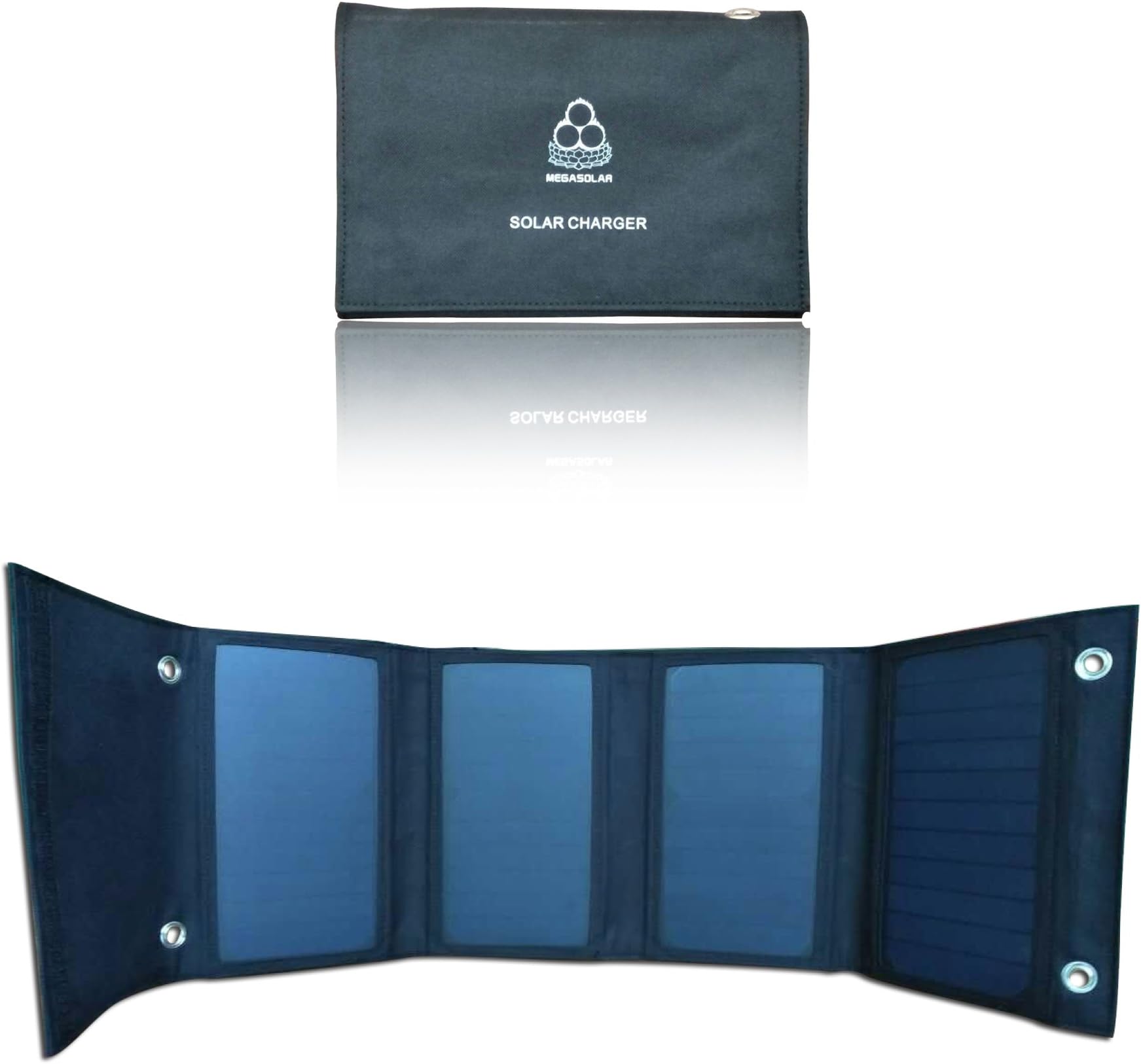 MEGASOLAR 24W Solar Charger Sunpower Solar Panel with Solar Charge Controller Dual 5V USB Output and DC 9V 12V 15V Output, for Charging Smartphones Tablets, 5V 9V 12V 15V Devices and Batteries