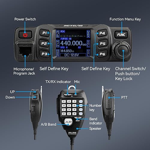 Miniatura 8 de Retevis RT95 Radio móvil de doble banda, transmisor-receptor móvil de doble altavoz, 200 canales, pantalla LCD giratoria de 180 grados, mini radio