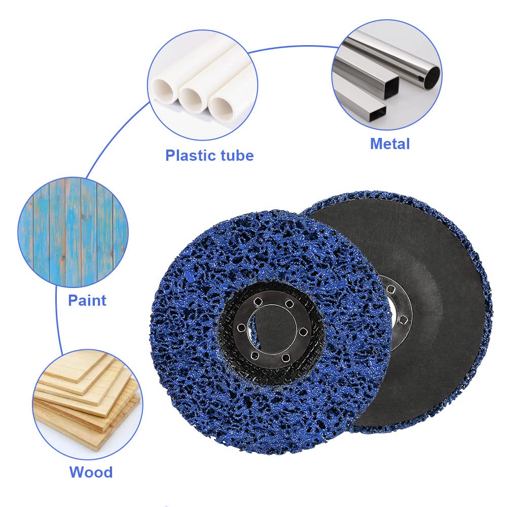 CSD Scheibe Schleifscheibe, Ø 125mm Reinigungsscheibe Set, Grobreinigungsscheibe für Winkelschleifer, Clean Strip Disc Nylongewebescheibe für Schleifens Polierens Rostentfernung (5 Stück - Blau)
