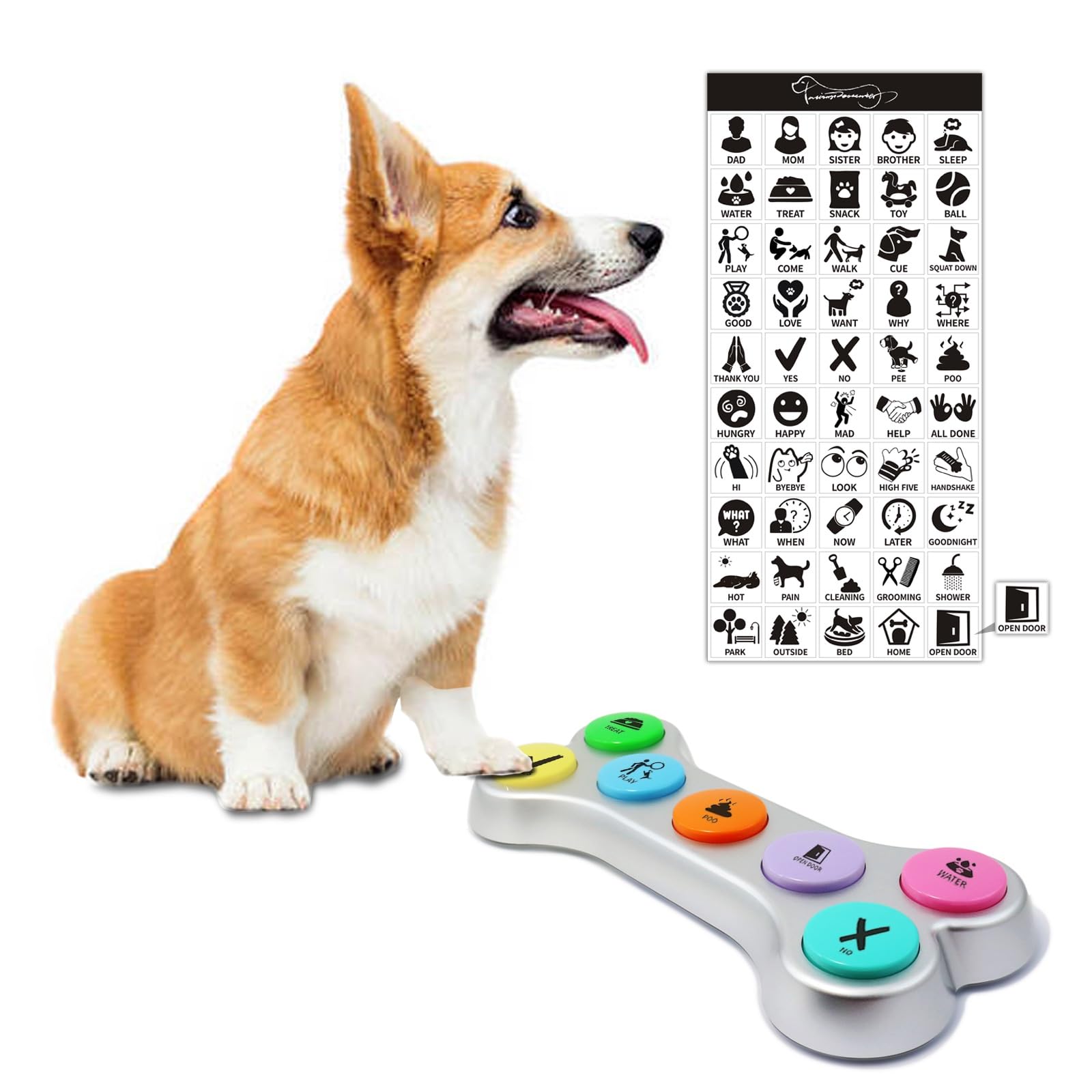 ANLIKY Dog Buttons for Communication, 7pcs Recordable Talking Buttons Set with Scene Stickers, Pet Training Buttons for Puppy Small Dogs & Cats Black