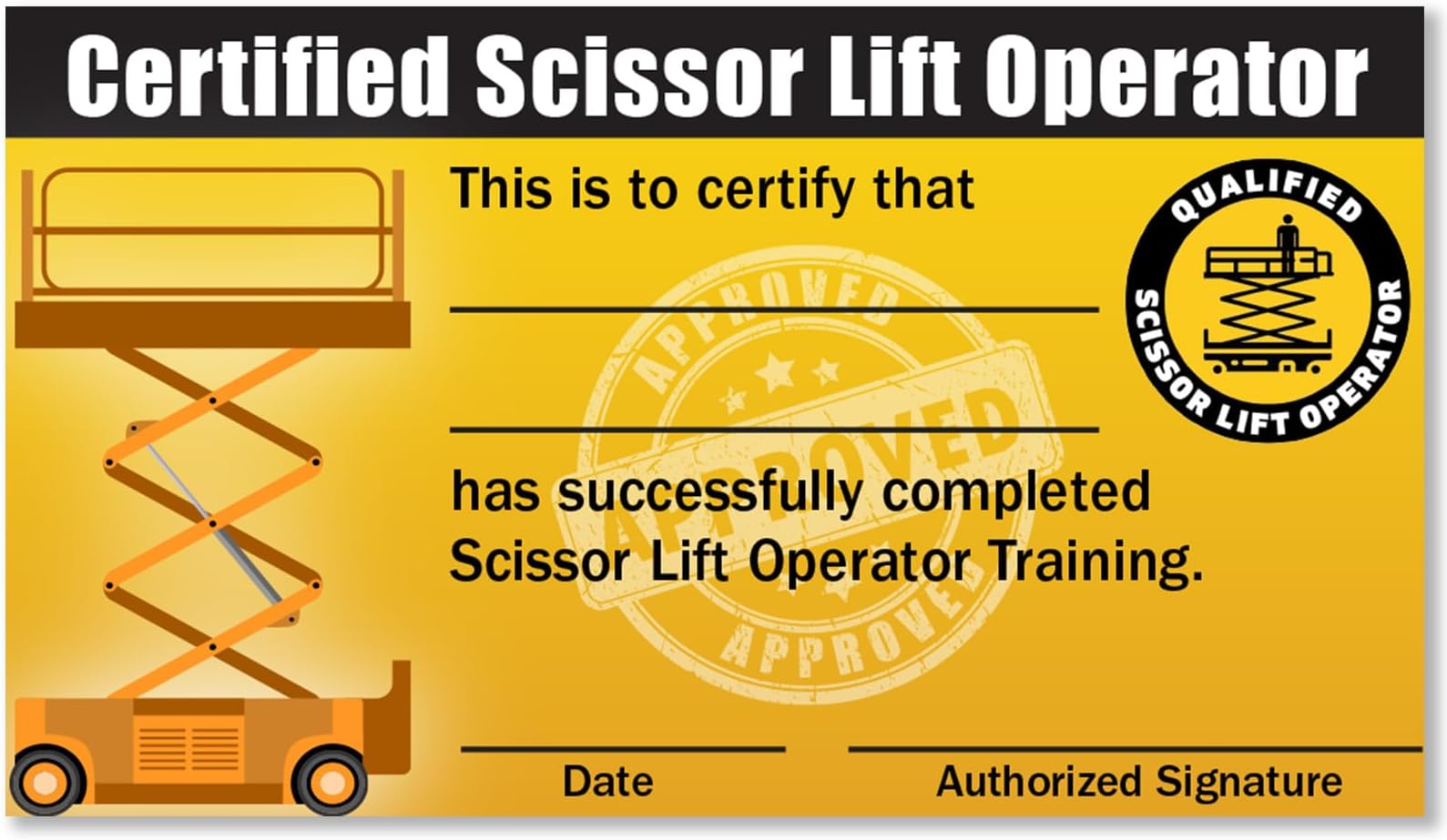 Lone Star ArtLone Star Art Certified Scissor Lift Operator Card-Complete Training, Checklist, 2-Sided Certification Wallet-Warehouse & Safety Workplace Ready, OSHA Compliant Durable Plastic- 3.5"x2", Pack of 10