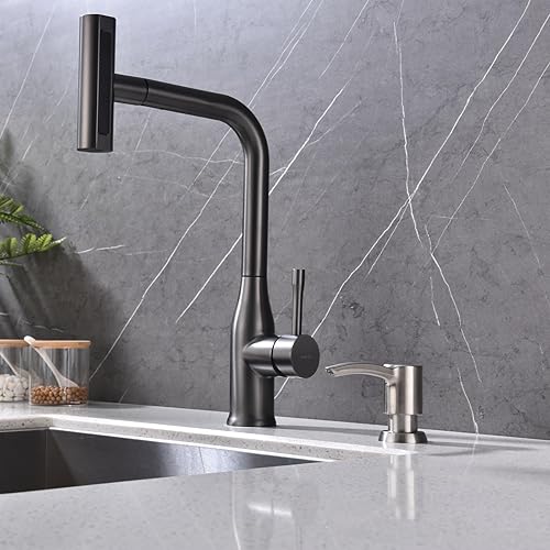 Miniatura 2 de Dispensador de jabón para fregadero de cocina, níquel cepillado, dispensador de jabón integrado, cabezal de bomba de ABS con botella recargable,