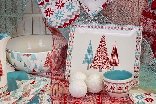 Miniatura 2 de Boston International Cuencos de cerámica para preparar anidación navideña, 3 tamaños, bosque elegante