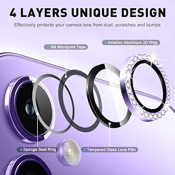 LucBuy Diamond Camera Lens Protector for Samsung Galaxy Z Fold 7, Bling Tempered Glass Back Camera Cover Screen Protector, Individual Aluminum Metal Protective Rings Film Stickers