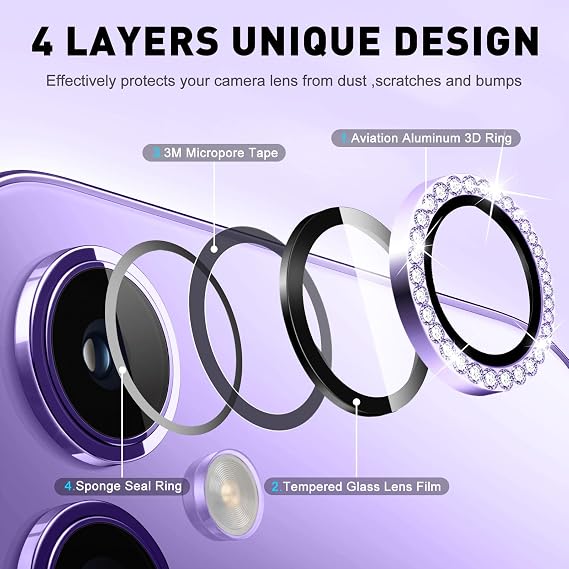 LucBuy Diamond Camera Lens Protector for Samsung Galaxy Z Fold 7, Bling Tempered Glass Back Camera Cover Screen Protector, Individual Aluminum Metal Protective Rings Film Stickers