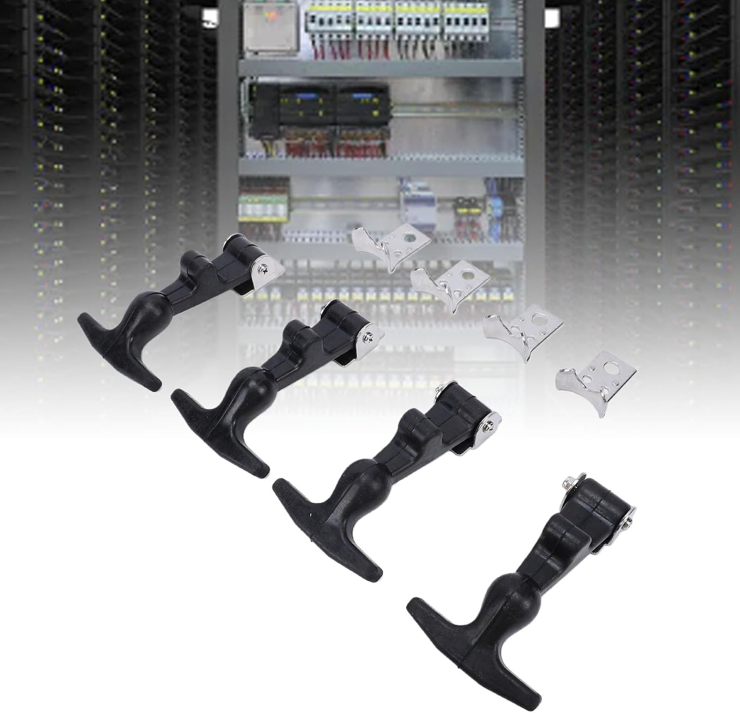 Garosa 4Pcs Elastic Stainless Steel Rubber Hood Catch, Sturdy Hasp Latch Construction with Brackets, Vibration Proof Latches for Vehicle Engine Toolbox RV Marine Cabin (A124B-3)