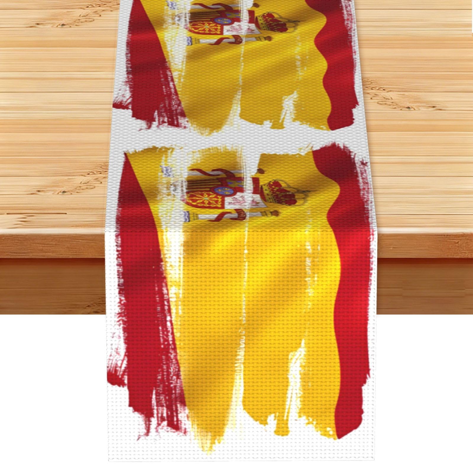 Spain Flag Table Runner 13x72 Inch Dining Decor