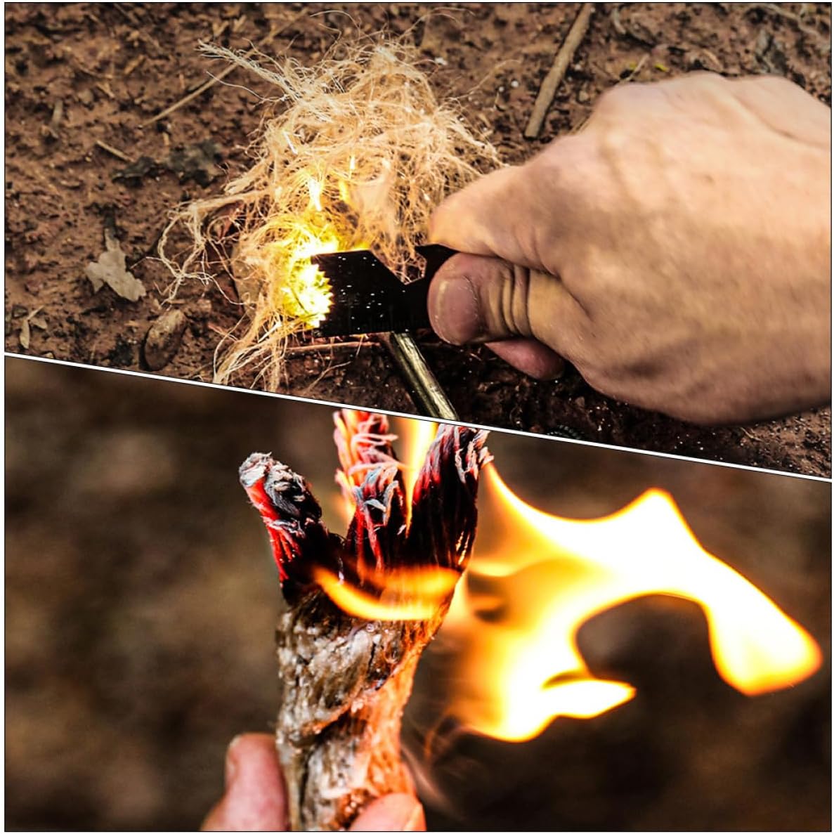 WOONEKY 4pcs Fire Starter Rope Hemp Ropes for Outdoor Camping Hiking Emergency Windproof Flammable