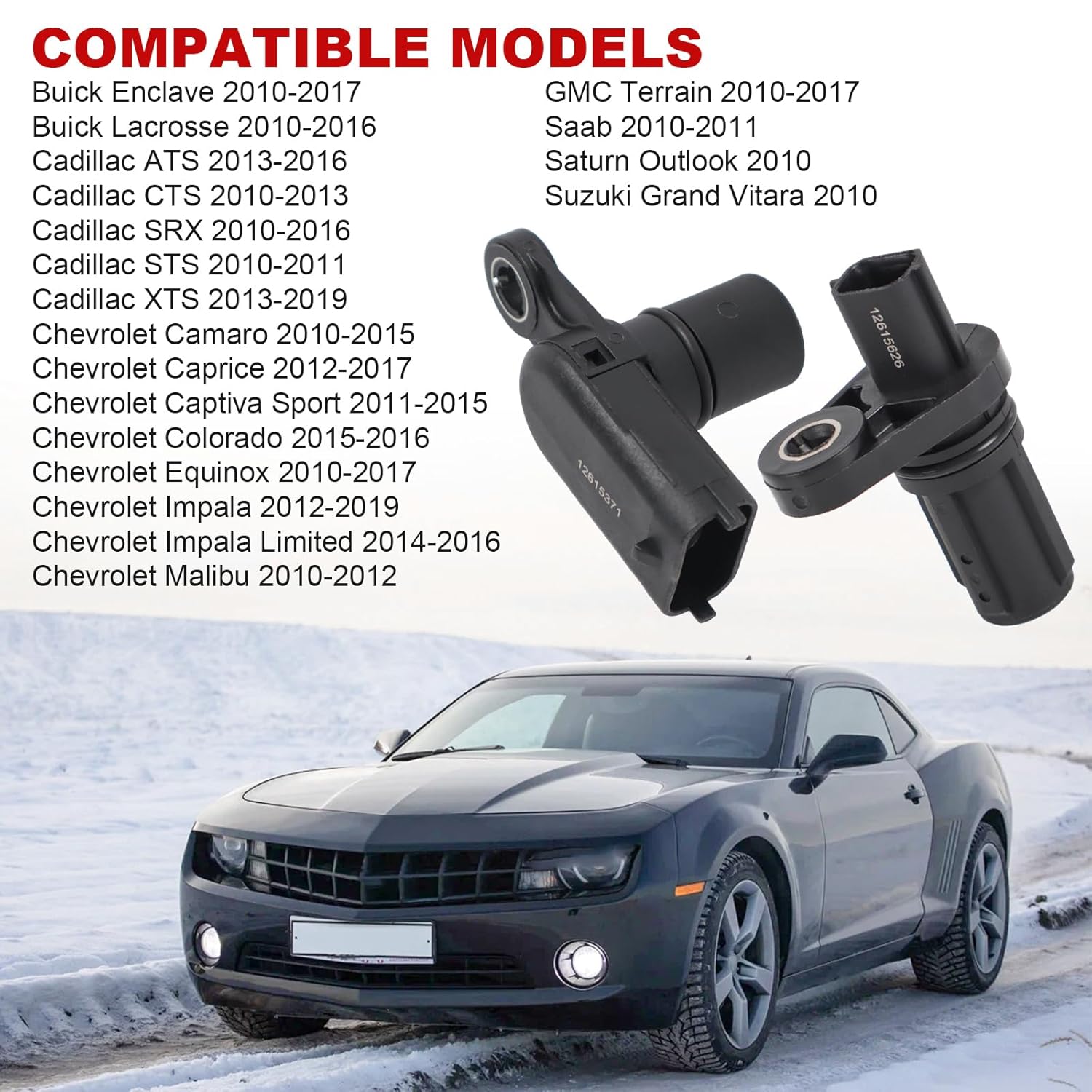 4PCS Camshaft Crankshaft Position Sensor Replacement for Chevrolet Camaro 2010-2015, Cadillac 2010-2019, Replaces 12615371 12615626