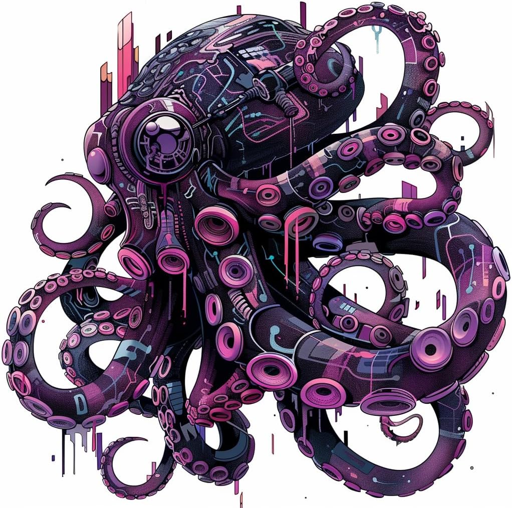 Amazon.com: Sticker of a Octopus Cyber Punk Majestic Expressive Surreal ...