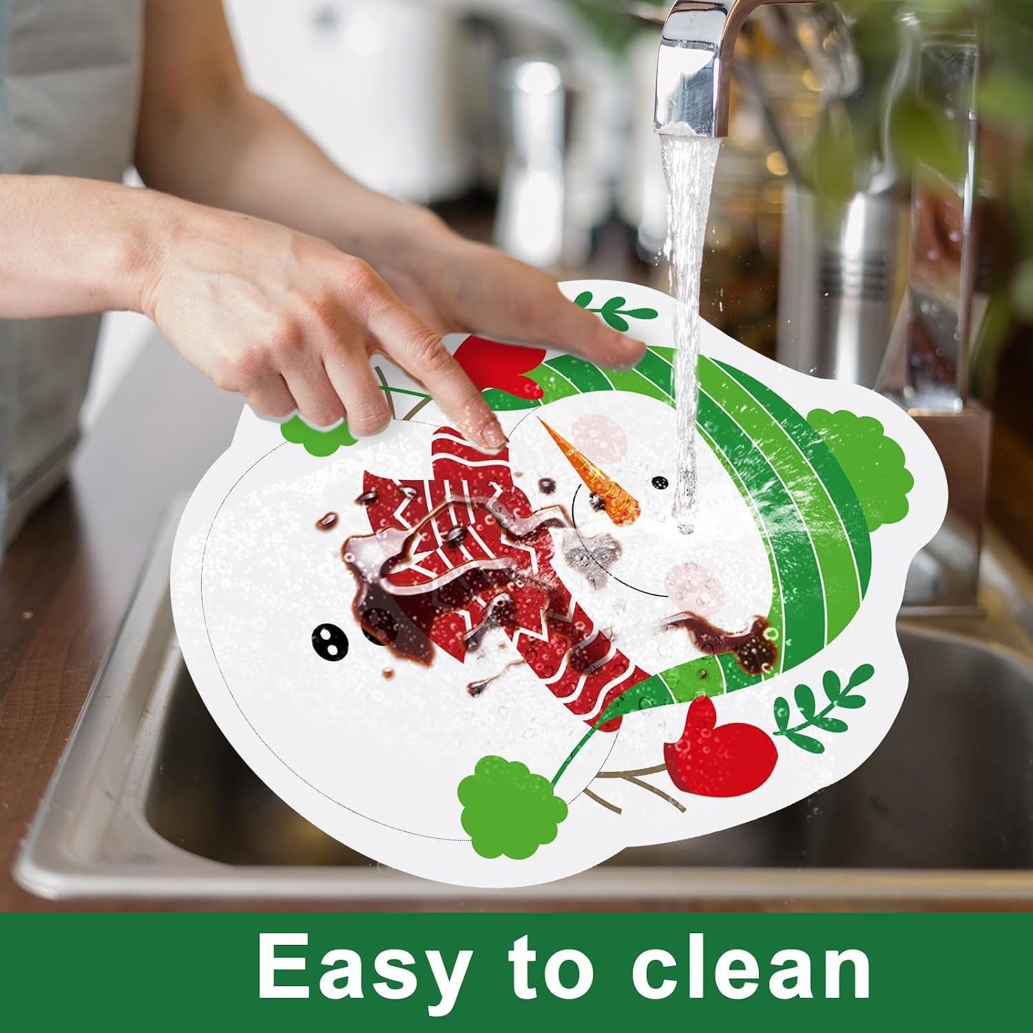 Winter Placemats Christmas Table Placemats Set of 6 Plastic Table Mats for Home Washable White Snowman Christmas Winter Xmas Holiday Decoration for Kids Kitchen Dining Room Party Kitchen