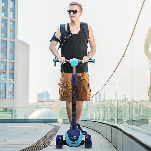 Miniatura 7 de Patinete de 3 ruedas para niños grandes, adolescentes de 6 a 18 años, cubierta extra ancha, 4 altura ajustable y manillar plegable, LED