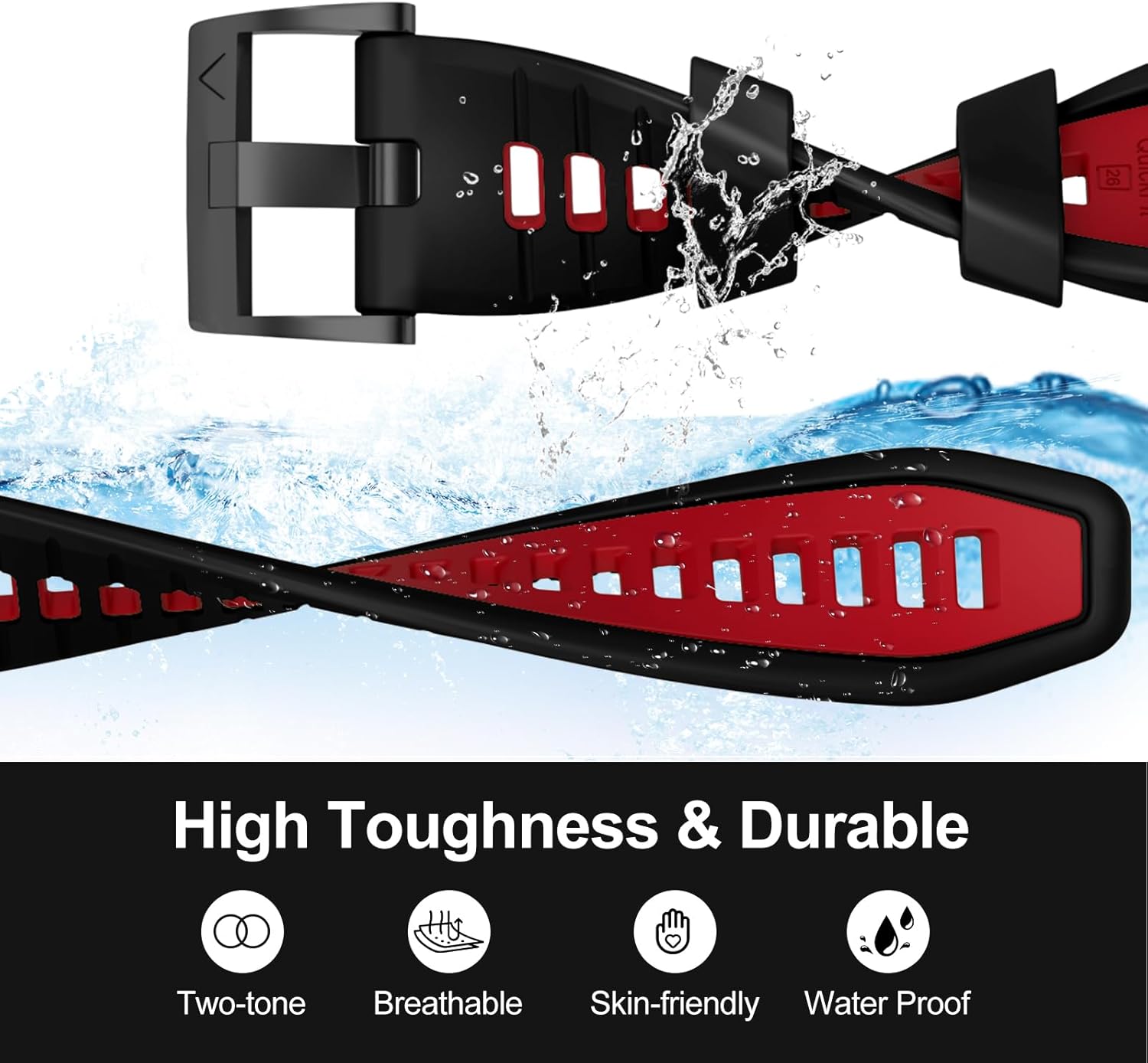 Compatible with Fenix 7X Band, 26mm Easy-fit Silicone Watch Strap Wristbands Replacement for Garmin Fenix 5X/5X Plus/6X/6X Pro/7X Pro/3/3 HR - Image 3