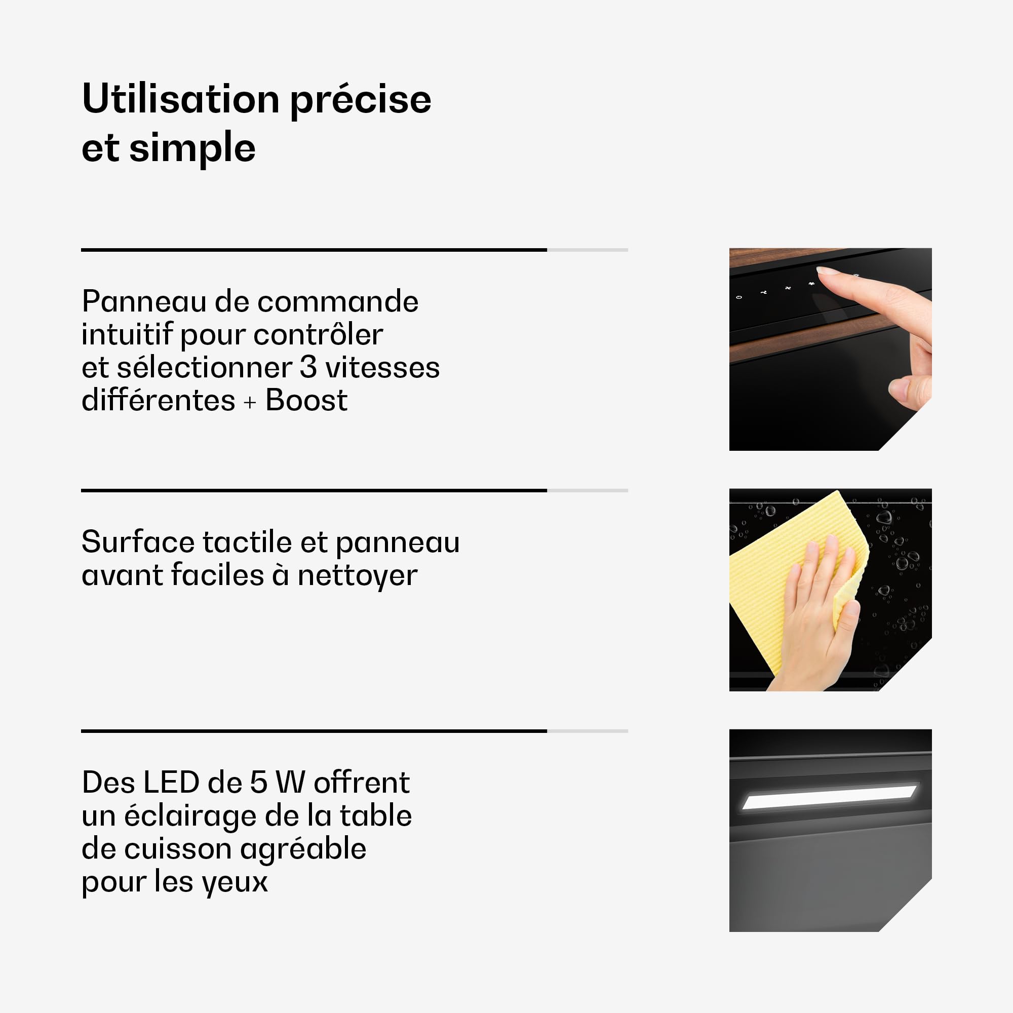 Klarstein Velaire Hotte Aspirante 90 cm - A++ Éco, 906 m³/h, Silencieuse, Commande Tactile, Filtre Charbon & Aluminium, LED, Hotte Cuisine Encastrable Plan de Travail