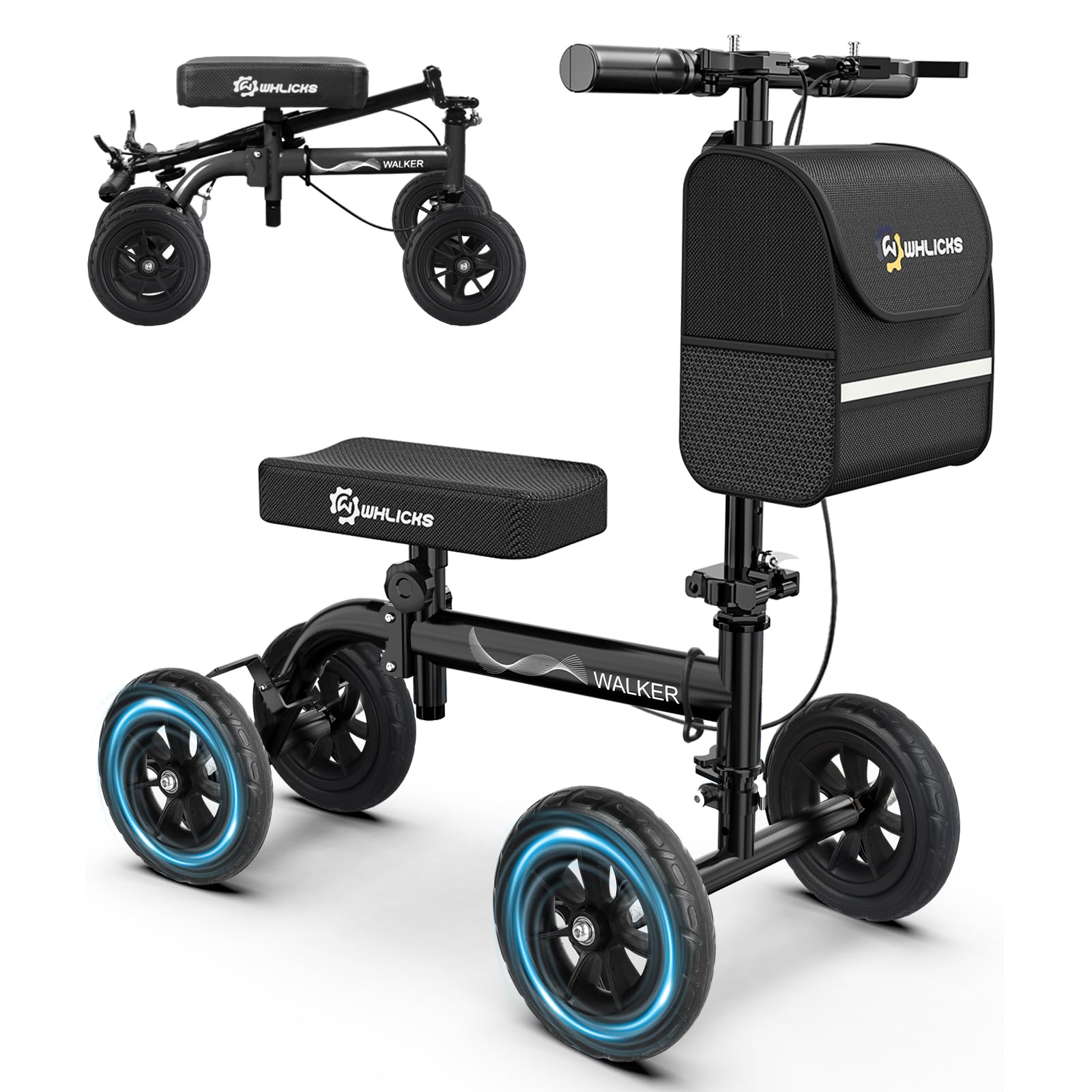 WHLICKS Premium Knee Scooter for Adults for Foot Surgery, Foldable & Steerable Knee Walker with Dual Brakes, Medical Knee Scooter for Broken Foot Injured, Lightweight Leg Scooter for Broken Ankle — Amazon image 10