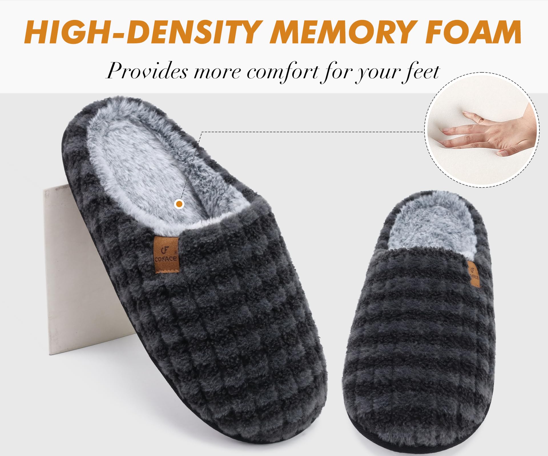 Pantofole da Uomo Invernali Plaid, Comoda Memory Foam Calde Scarpe da Casa in Lana con Suola Antiscivolo 40-47