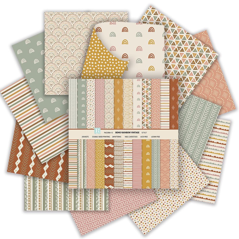 Papier do scrapbookingu, 30 x 30 cm, wzorzysty papier do scrapbookingu, 24 wzory, 24 arkusze dwustronnego papieru dekoracyjnego, artykuły do scrapbookingu, papier do pamiętników śmieci, kartek