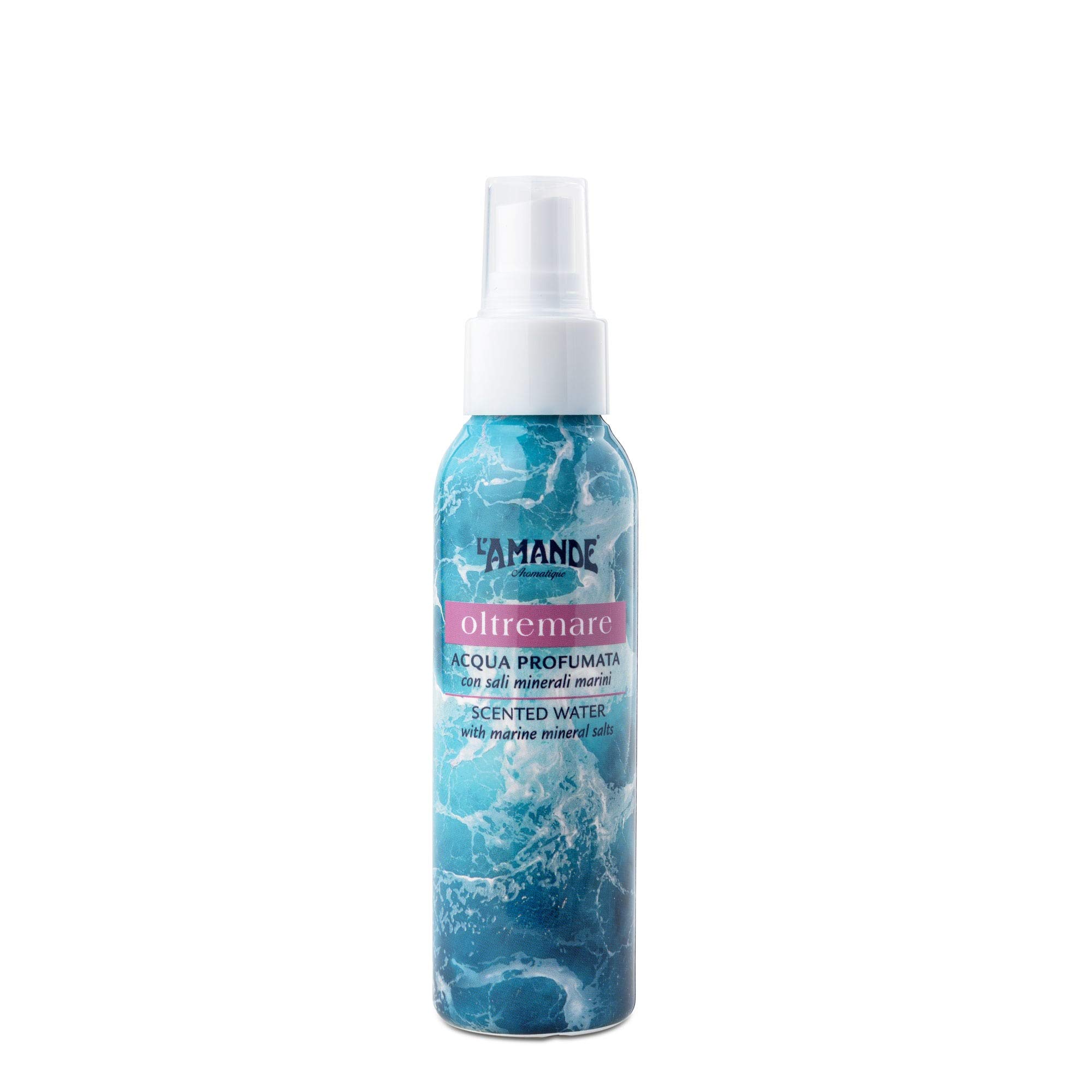 L'AMANDE - Acqua Profumata Donna e Uomo Spray Analcolica con Fragranza Marina all'Acqua di Mare, Idratante Corpo Naturale, Lozione Rinfrescante al Profumo di Bamboo e Muschio Bianco - Oltremare 100 ml